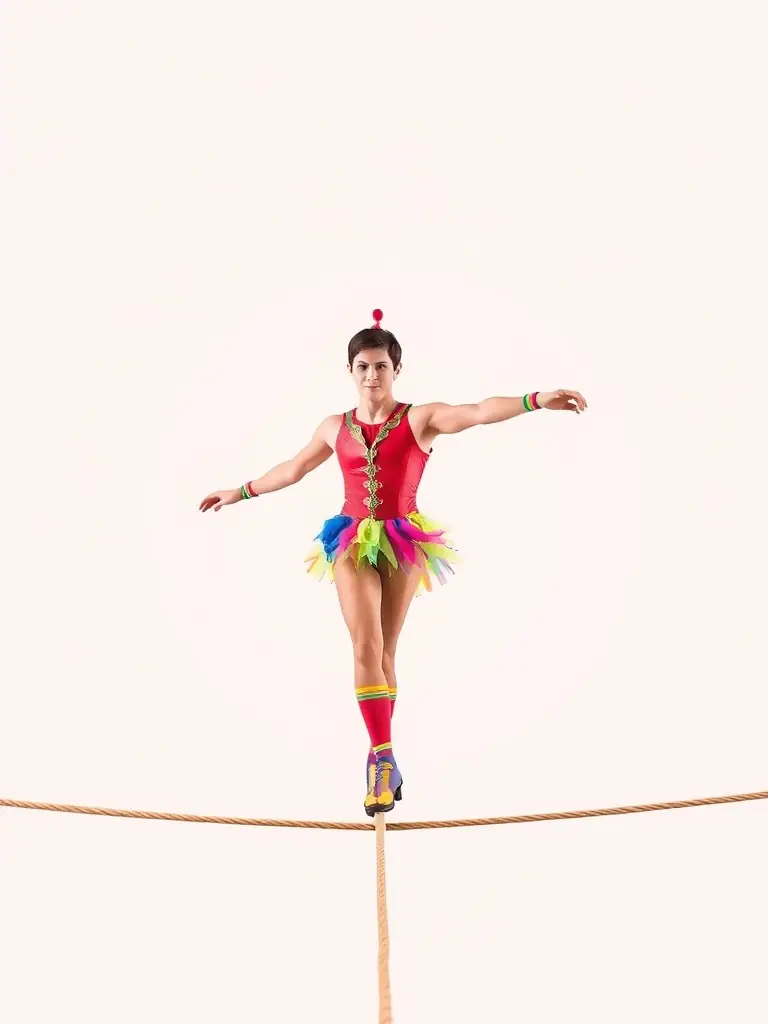 A captivating image of a solo circus performer executing a daring acrobatic feat, highlighting the skill and precision of their craft.