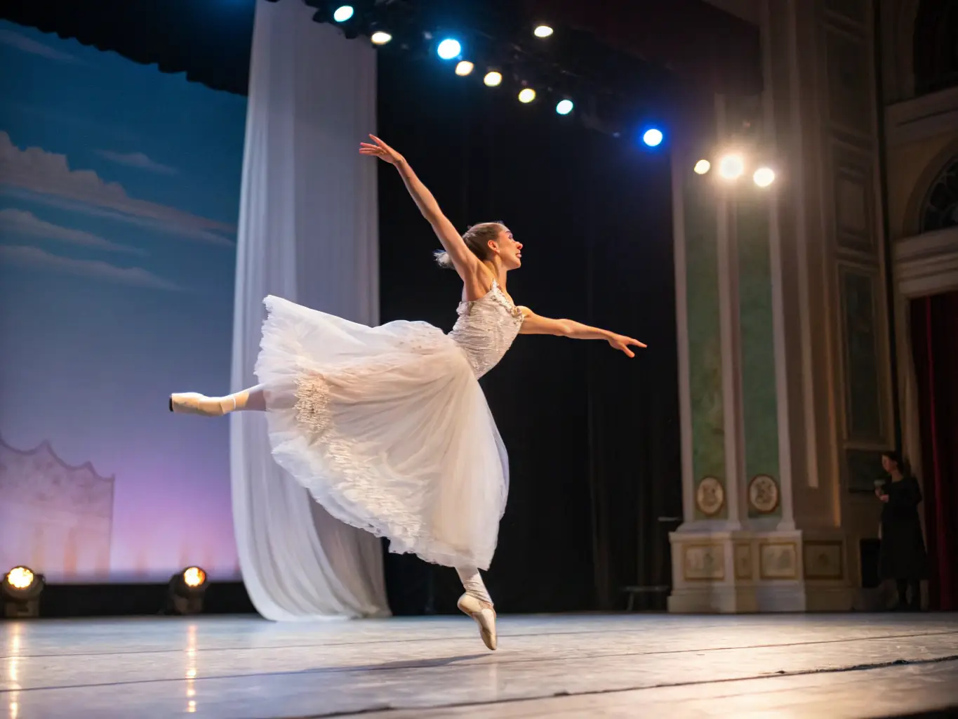 A solo dancer gracefully moving across the stage during the TOUT SEUL DEVANT TOUT LE MONDE festival, emphasizing the beauty and artistry of solo dance performances.