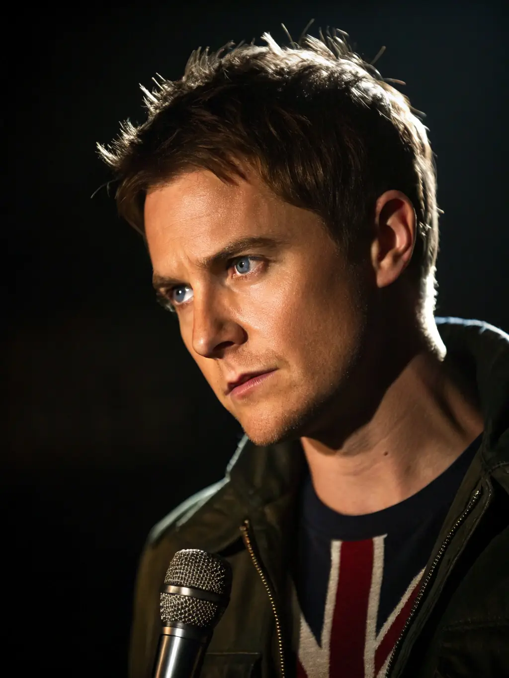A striking image of a solo actor delivering a monologue on stage, with intense focus and emotion, during a theatrical performance at the TOUT SEUL DEVANT TOUT LE MONDE festival.